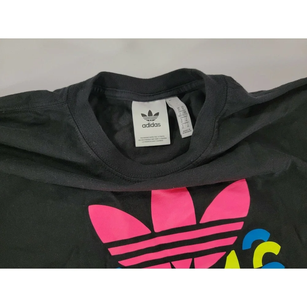 MENS‎ ADIDAS ORIGINALS MULTI FADE 3 STRIPES TREFOIL T-SHIRT SZ XL NEON EUC